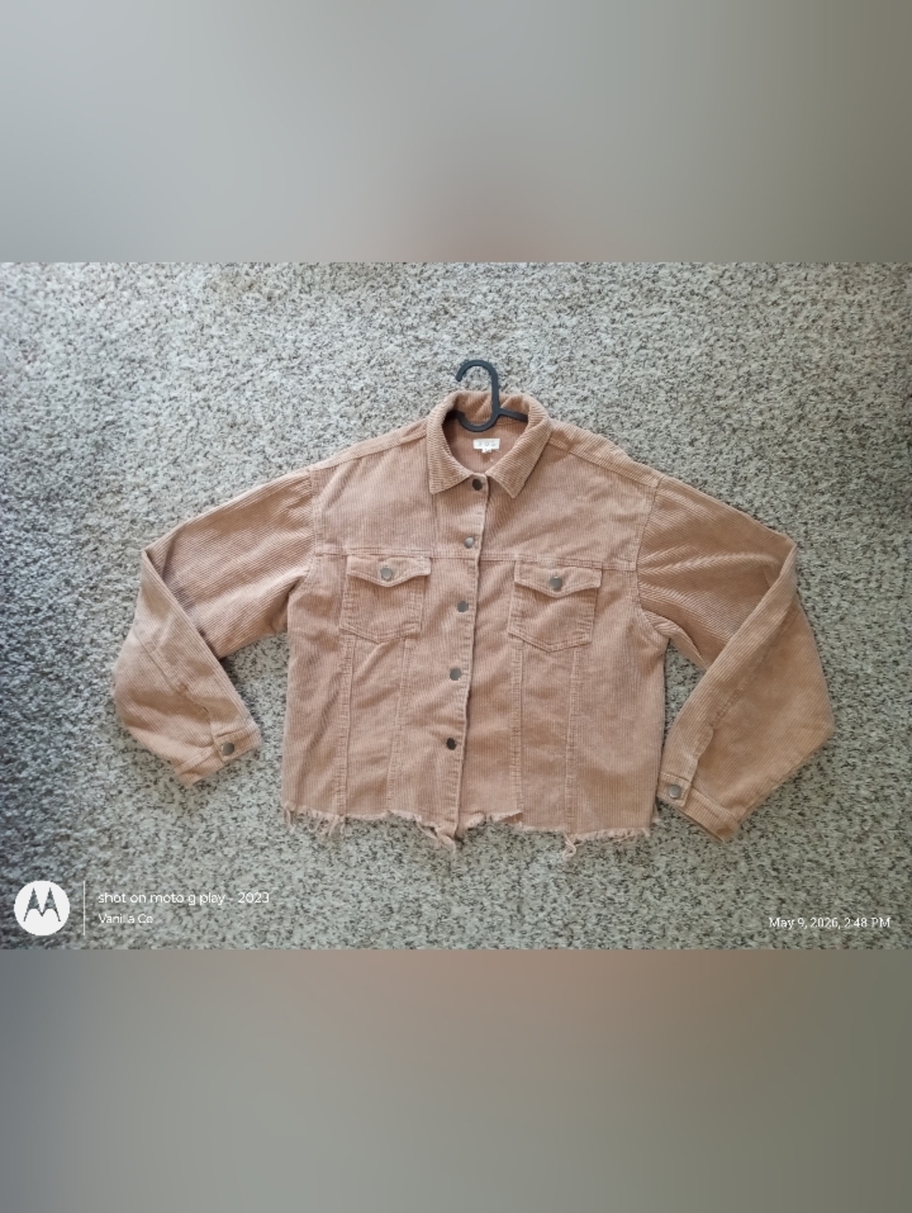 POL Frayed Hem Corduroy Trucker Jacket Teddy Bear Brown Size Large - Picture 2 of 8